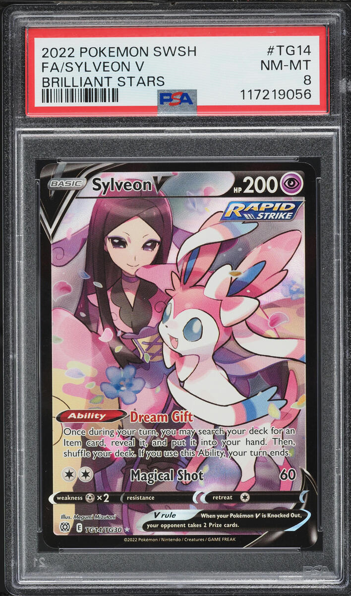 2022 Pokemon Sword & Shield Brilliant Stars CHR Sylveon V #TG14 PSA 8 NM-MT