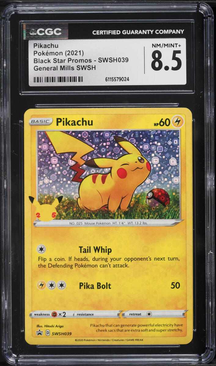 2021 Pokemon Sword & Shield Promo General Mills Pikachu #SWSH039 CGC 8.5 NM-MT+