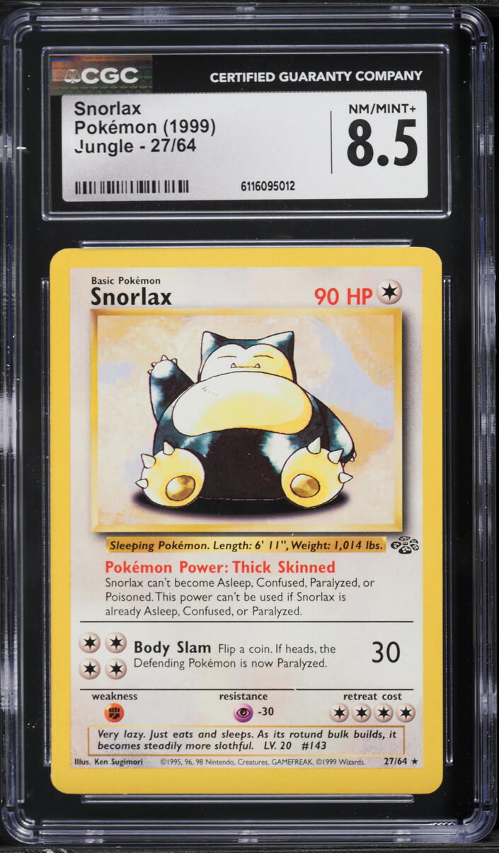 1999 Pokemon Jungle Snorlax #27 CGC 8.5 NM-MT+