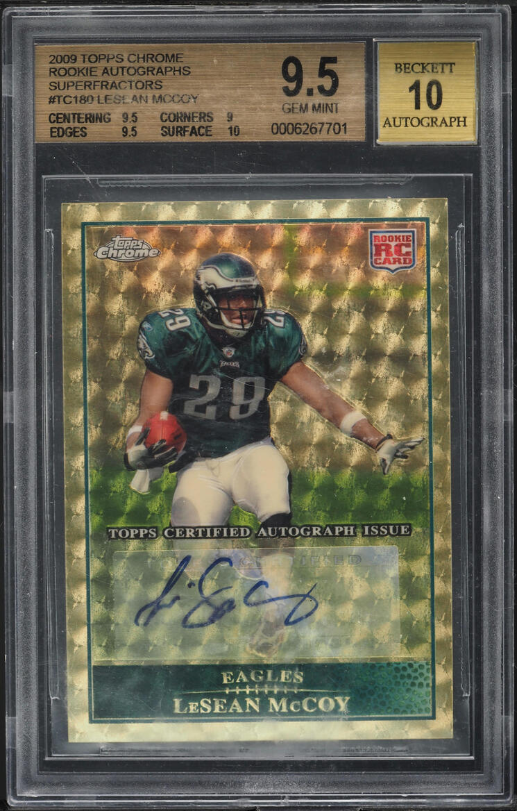 2009 Topps Chrome Superfractor LeSean McCoy ROOKIE AUTO 1/1 #TC181 BGS 9.5 GEM