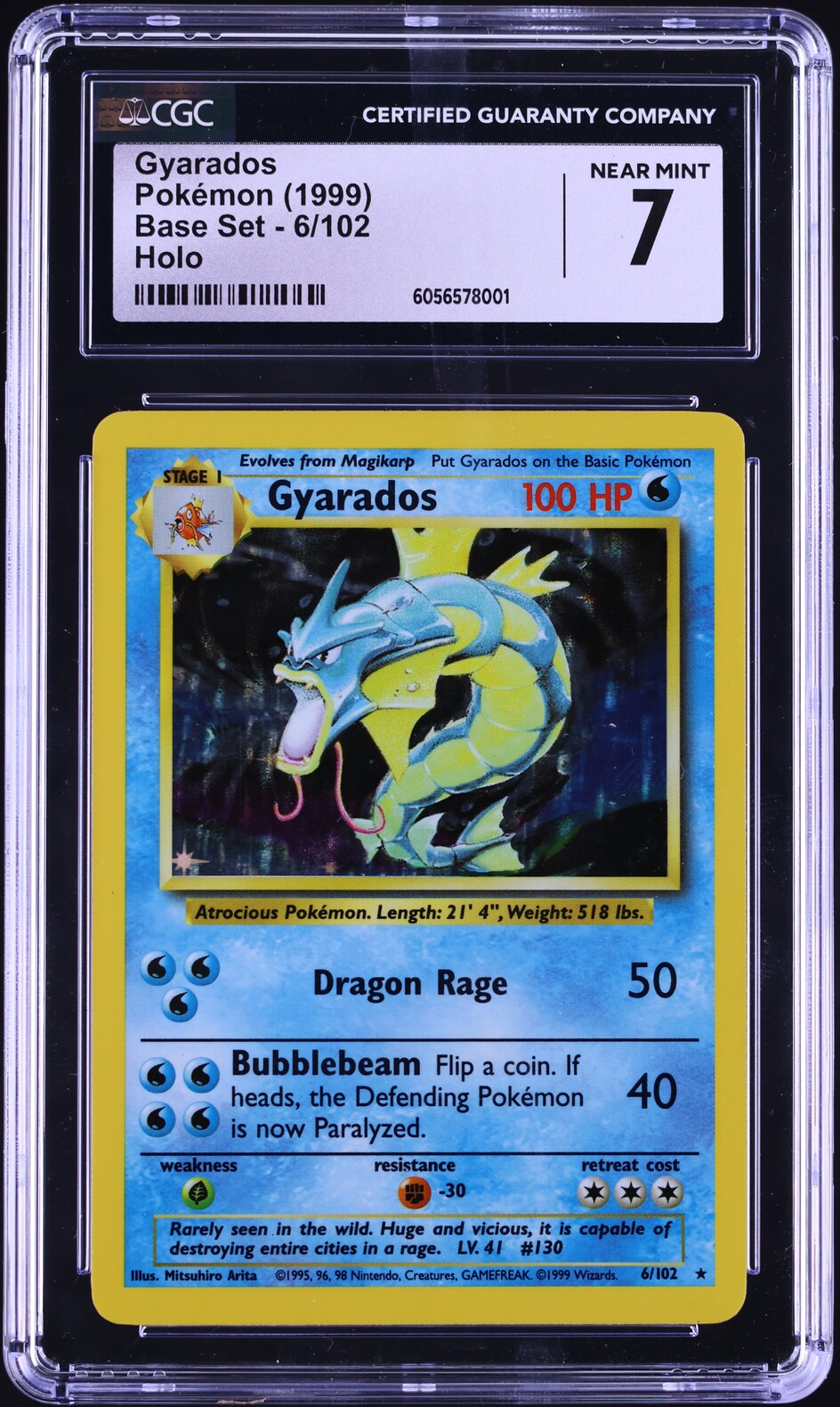 1999 Pokemon Base Set Holo Gyarados #6 CGC 7 NRMT on Fanatics Collect