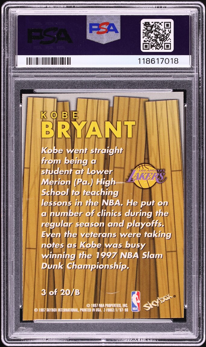 1997 Skybox Z-Force Boss Kobe Bryant #3 PSA 8 NM-MT