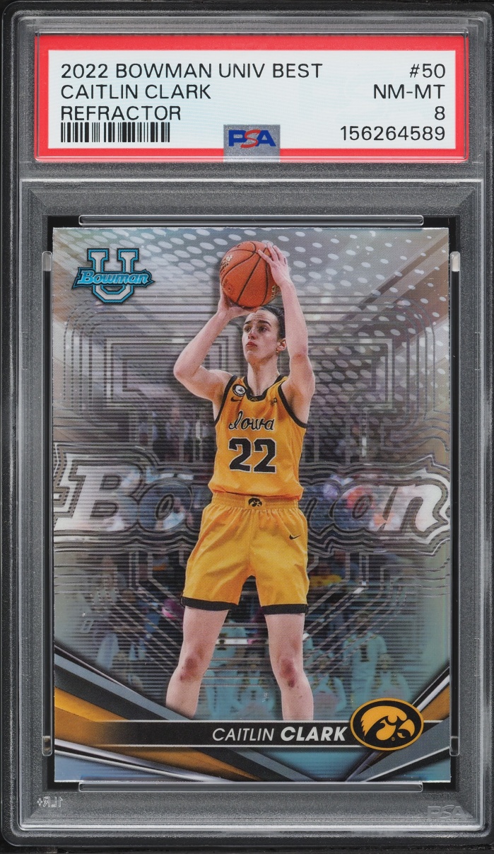 2022 Bowman University Best Refractor Caitlin Clark ROOKIE #50 PSA 8 NM-MT