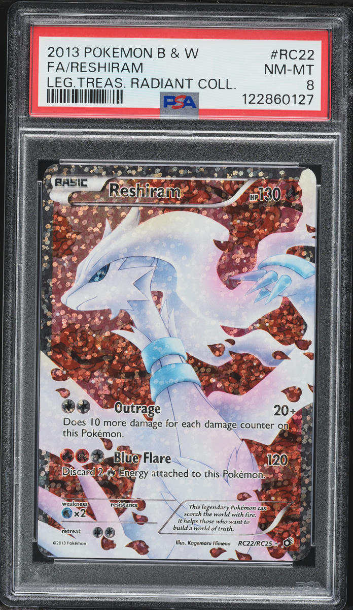 2013 Pokemon Black & White Legendary Treasures Radiant Full Art Reshiram #22 PSA 8 NM-MT