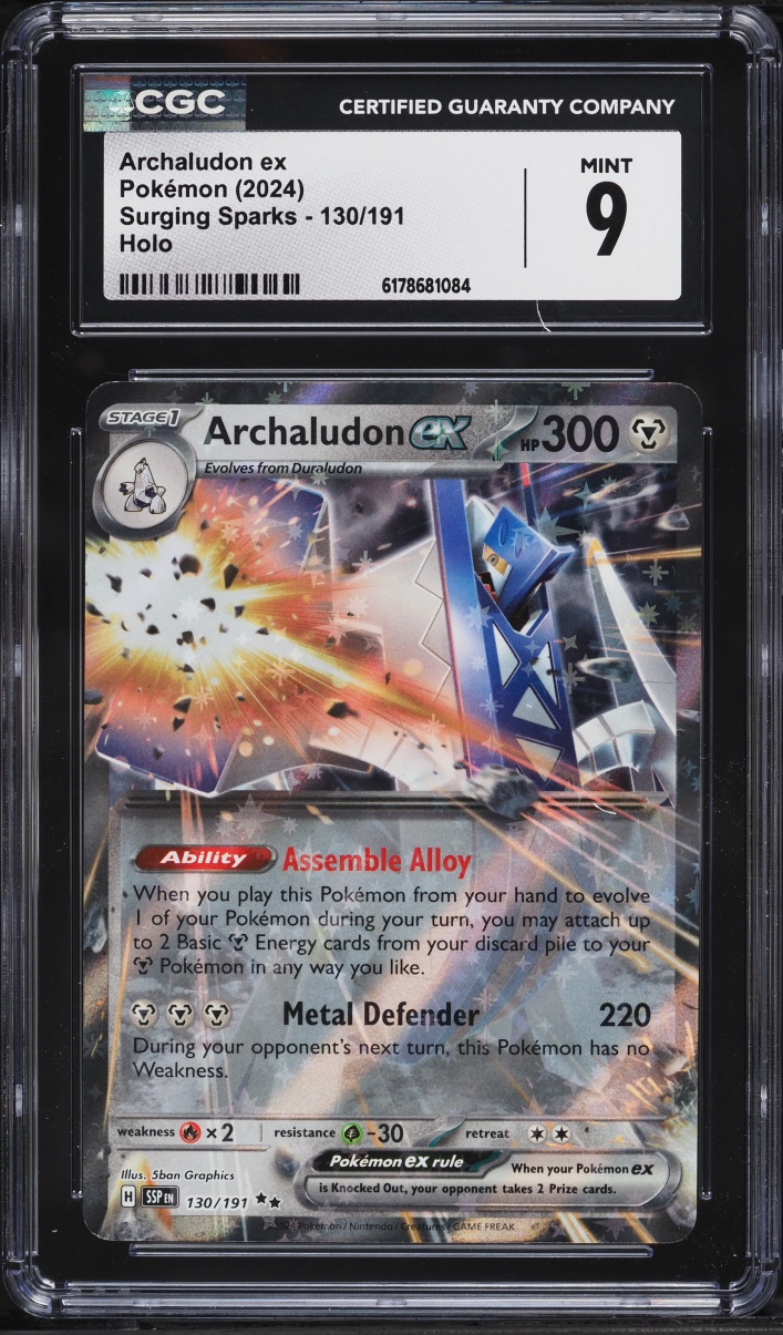 2024 Pokemon Scarlet & Violet Surging Sparks Holo Archaludon EX #130 CGC 9 MINT