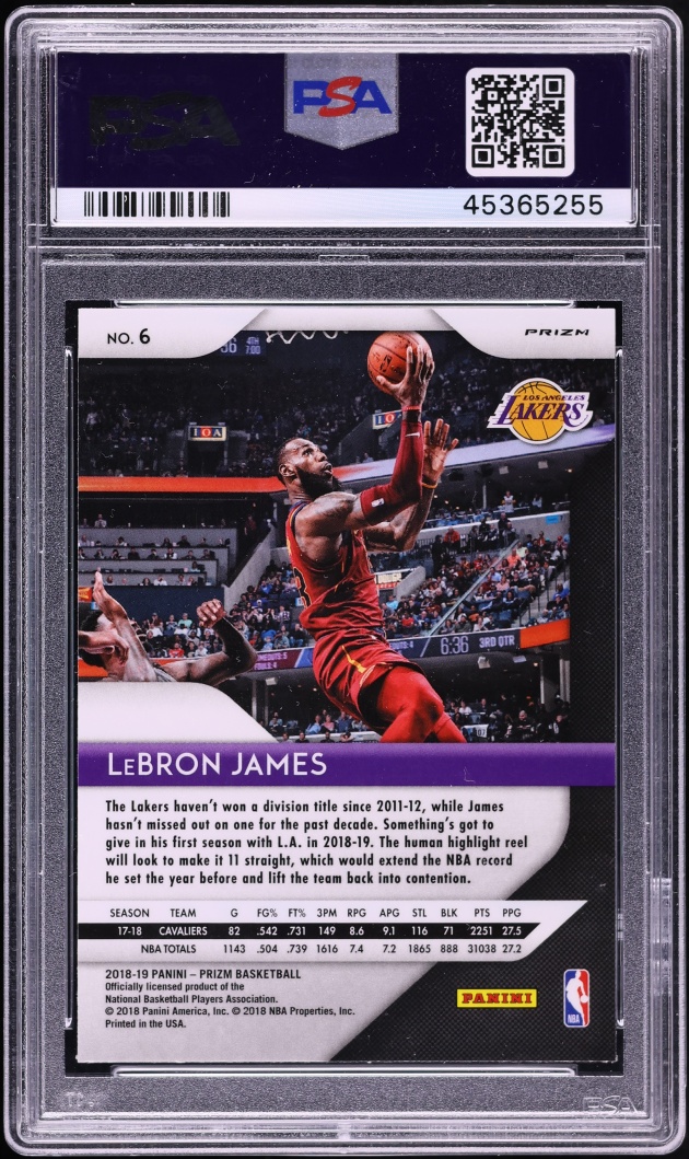 2018 Panini Silver Prizm LeBron James #6 PSA 10 GEM MINT