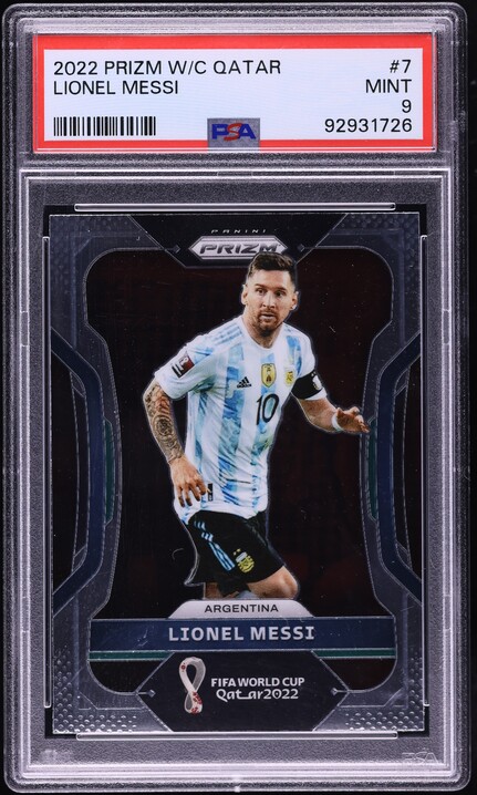 2022 Panini Prizm World Cup Qatar Lionel Messi #7 PSA 9 MINT