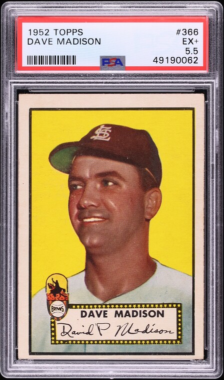 1952 Topps Dave Madison #366 PSA 5.5 EX+
