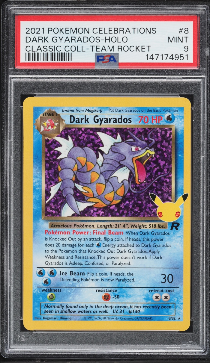 2021 Pokemon Sword & Shield Celebrations Classic Collection Holo Dark Gyarados #8 PSA 9 MINT