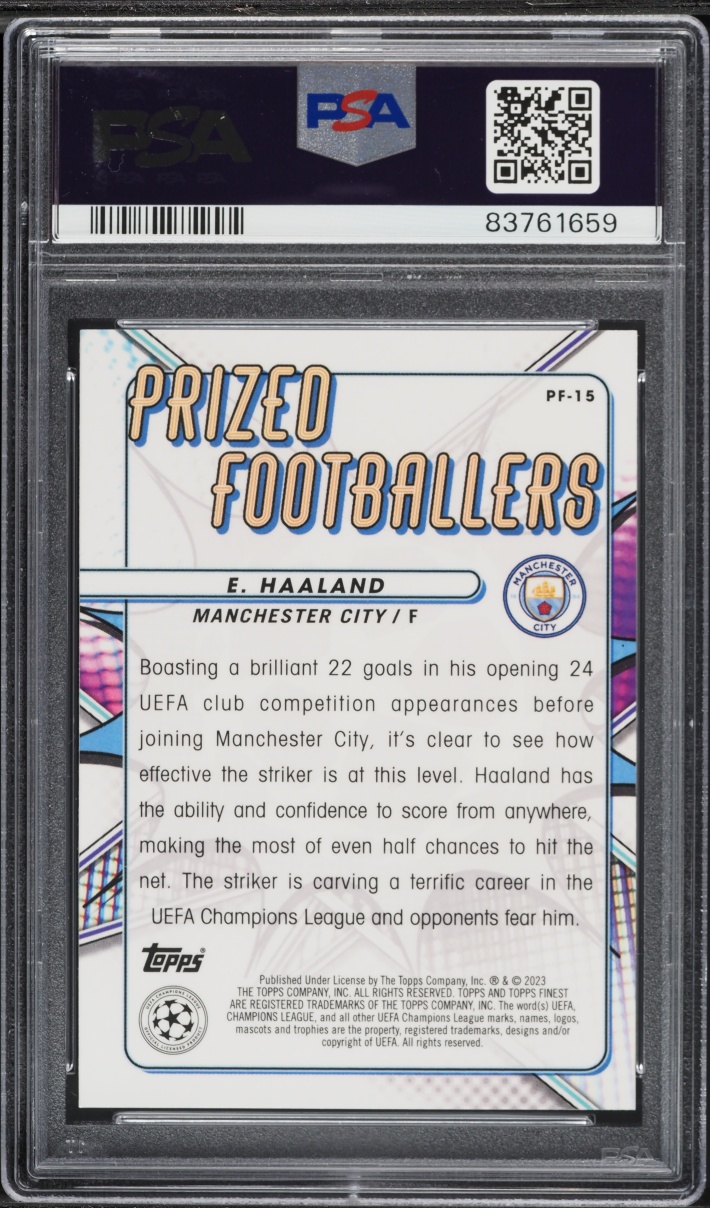 2022 Finest UEFA Club Competitions Prized Footballers Erling Haaland #PF15 PSA 10 GEM MINT