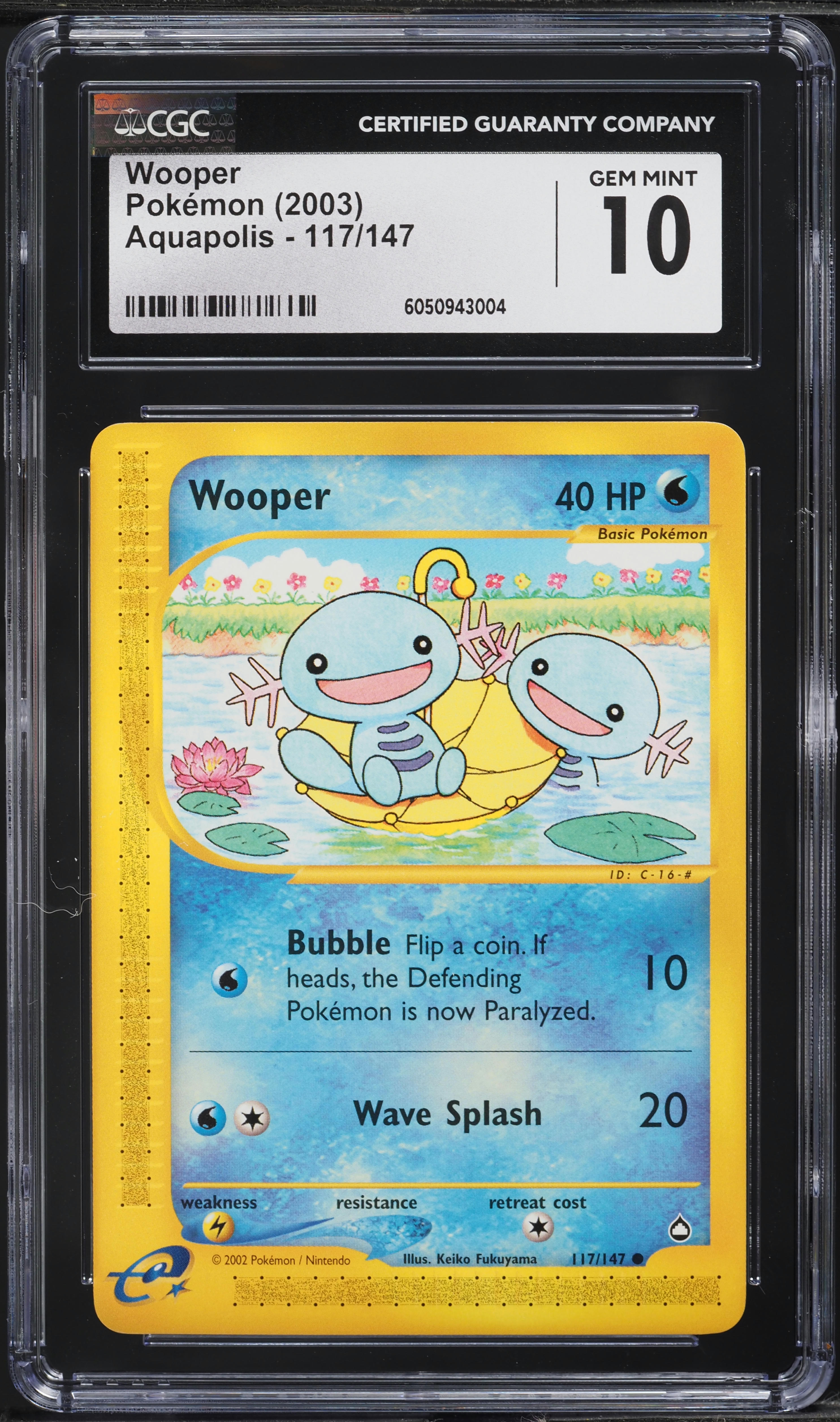 2003 Pokemon Aquapolis Wooper #117 CGC 10 GEM MINT