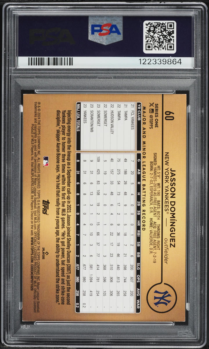 2024 Topps Golden Mirror Jasson Dominguez ROOKIE #60 PSA 7 NRMT