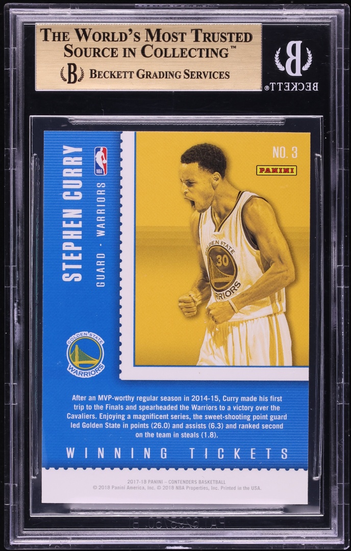 2017 Panini Contenders Winning Tickets Championship Stephen Curry 1/1 #3 BGS 9.5 GEM MINT - Photo 2