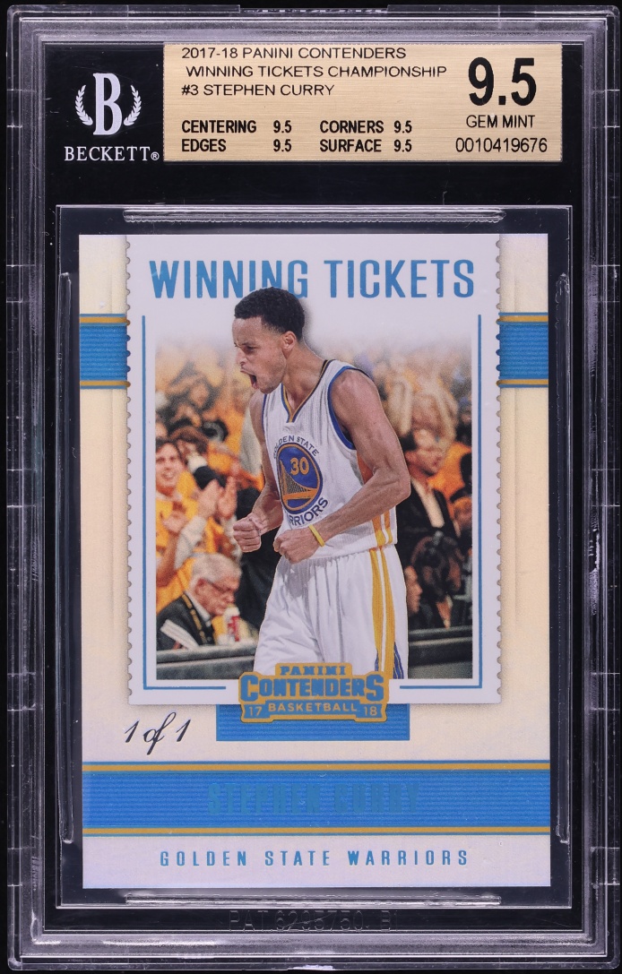 2017 Panini Contenders Winning Tickets Championship Stephen Curry 1/1 #3 BGS 9.5 GEM MINT