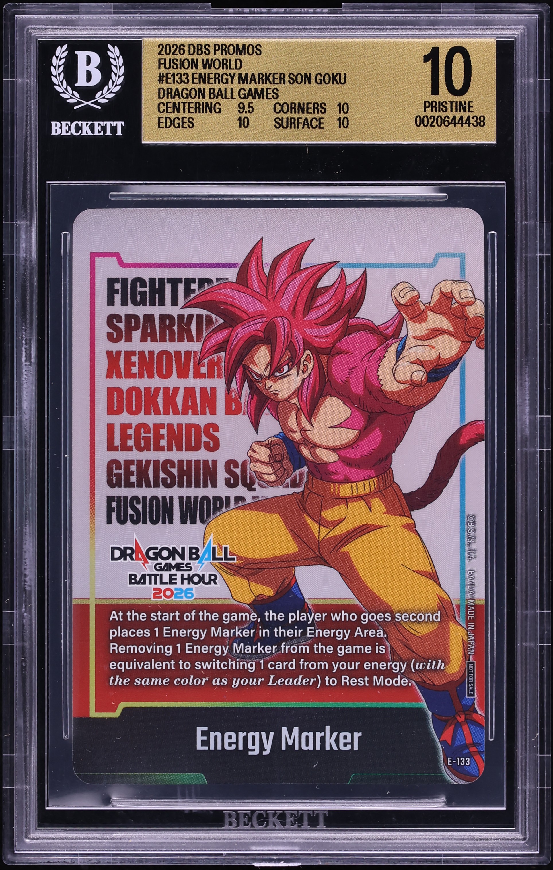 2026 Dragon Ball Super Fusion World Promo Battle Hour Premium Energy Marker BGS 10 PRISTINE