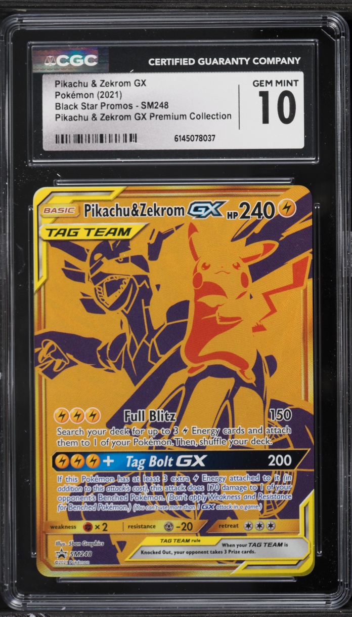 2021 Pokemon SM Promo Premium Collection Full Art Pikachu & Zekrom GX #SM248 CGC 10 GEM MINT