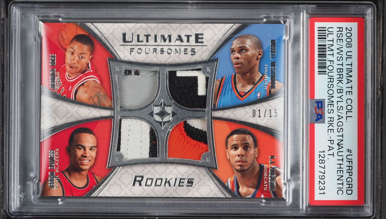 2008 Ultimate Collection Foursomes Rose Westbrook Bayless Augustin ROOKIE PATCH 1/15 PSA AUTH