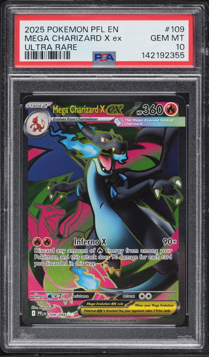 2025 Pokemon Mega Evolution Phantasmal Flames Full Art Mega Charizard X ex #109 PSA 10 GEM MINT