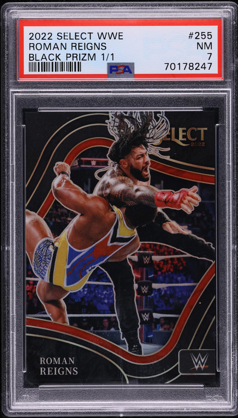2022 Select WWE Ringside Black Prizm Roman Reigns 1/1 #255 PSA 7 NRMT