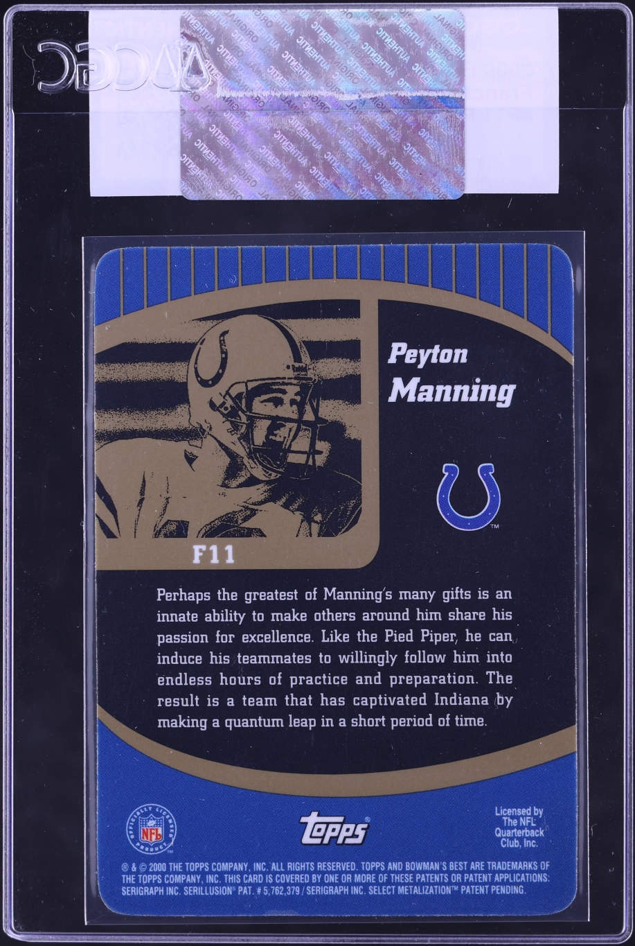 2000 Bowman's Best Franchise 2000 Peyton Manning #F11 CGC AUTH