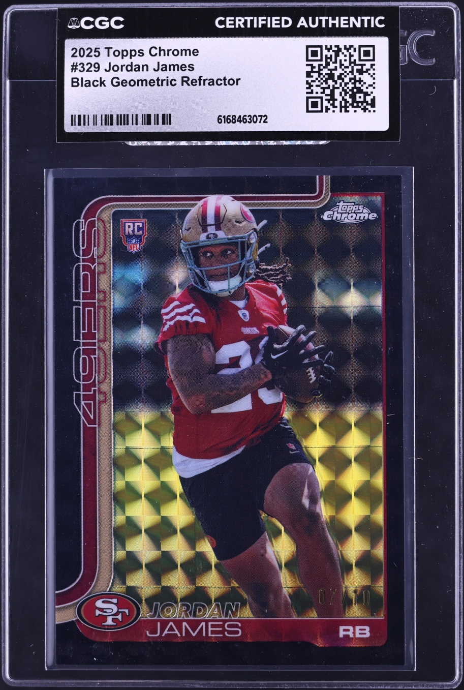 2025 Topps Chrome Black Geometric Refractor Jordan James ROOKIE /10 #329 CGC AUTH