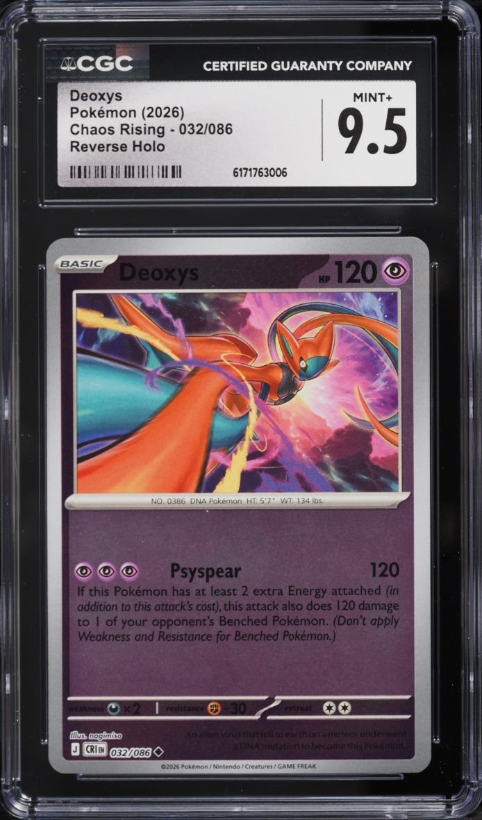 2026 Pokemon Mega Evolution Chaos Rising Reverse Holo Deoxys #032 CGC 9.5 MINT+
