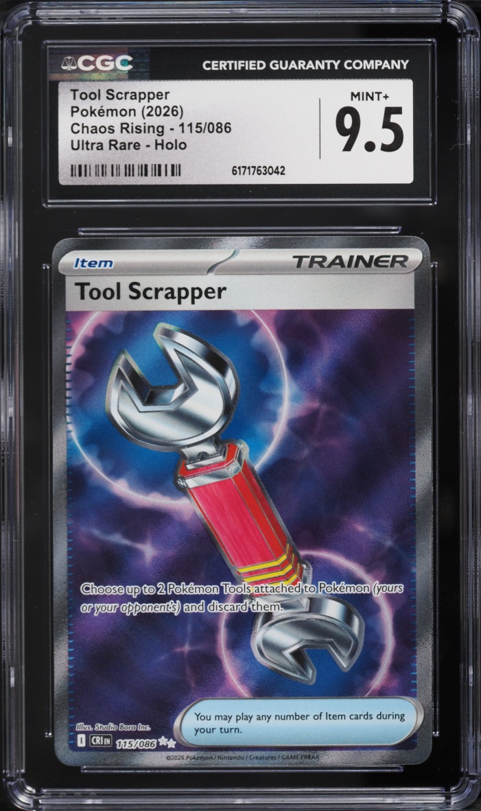 2026 Pokemon Mega Evolution Chaos Rising Full Art Tool Scrapper #115 CGC 9.5 MINT+