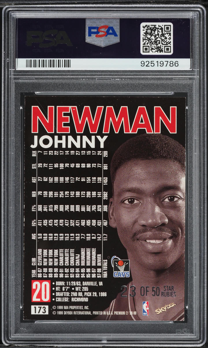 1998 Skybox Premium Star Rubies Johnny Newman /50 #173 PSA 6 EXMT