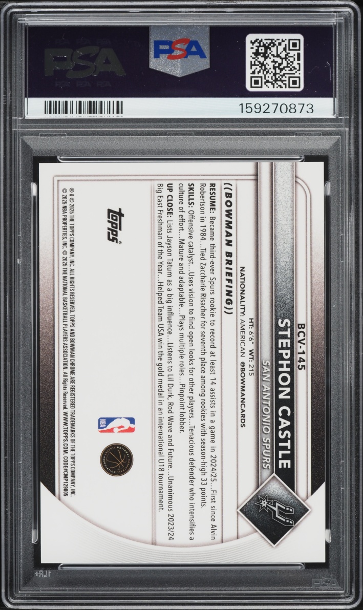 2025 Bowman Chrome Orange Geometric Stephon Castle /25 #BCV-145 PSA 9 MINT