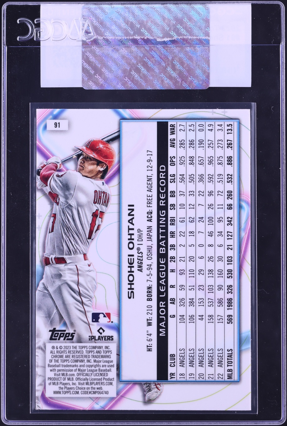2023 Topps Chrome Cosmic Shohei Ohtani #91 CGC AUTH