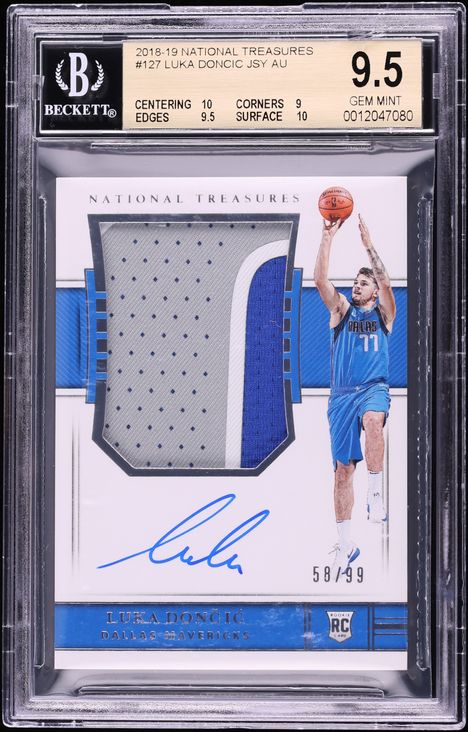 2018 National Treasures Luka Doncic ROOKIE PATCH AUTO /99 #127 BGS 9.5 GEM MINT