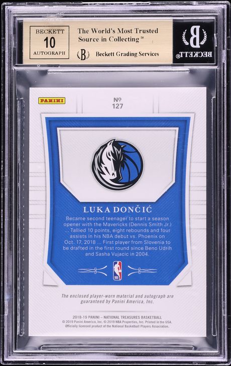 2018 National Treasures Luka Doncic ROOKIE PATCH AUTO /99 #127 BGS 9.5 GEM MINT