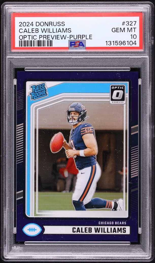 2024 Donruss Optic Preview Purple Prizm Caleb Williams ROOKIE /50 #327 PSA 10 GEM MINT