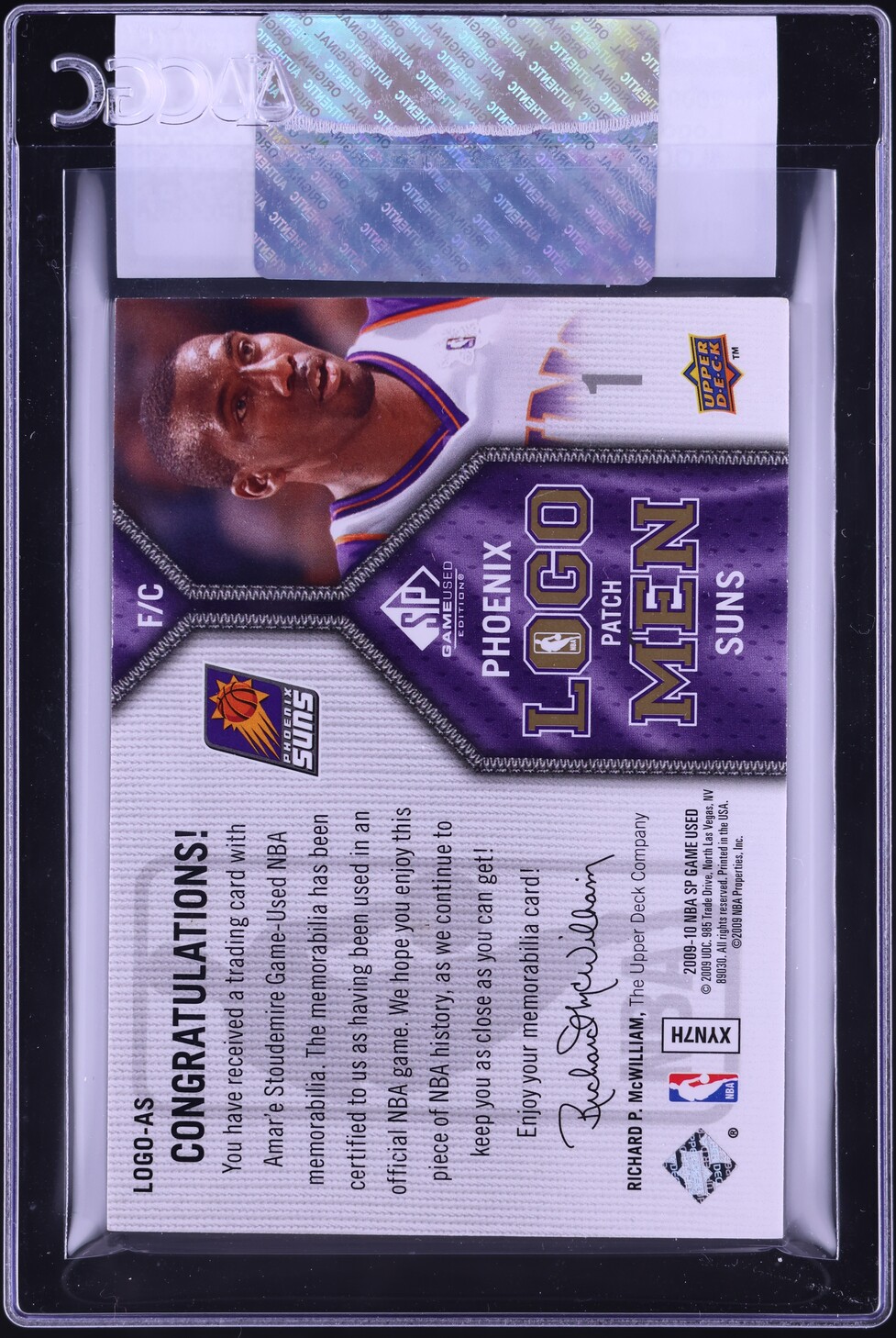2009 SP Game Used Logo Men Amar'e Stoudemire LOGOMAN PATCH /7 #LOGO-AS CGC AUTH