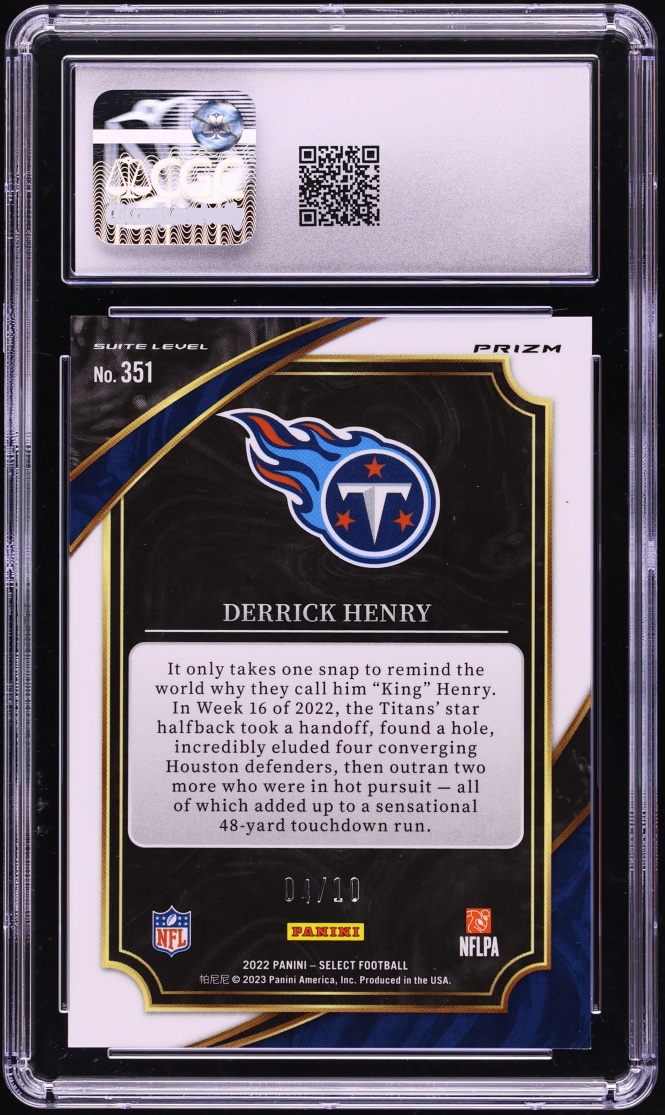 2022 Select Suite Level Gold Disco Derrick Henry /10 #351 CGC 9 MINT - Photo 2