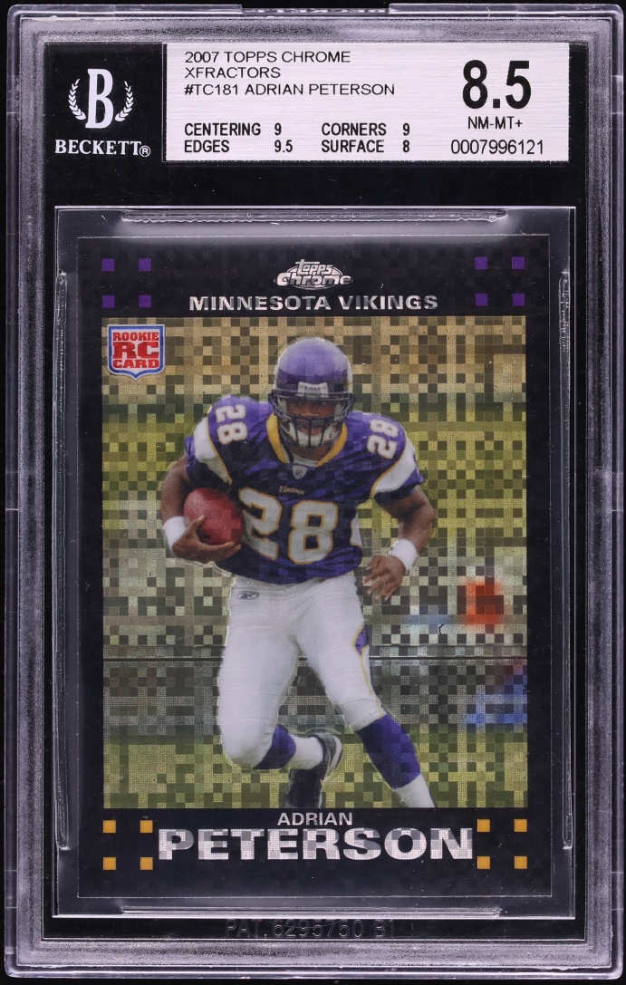 2007 Topps Chrome Xfractor Adrian Peterson ROOKIE #TC181 BGS 8.5 NM-MT+