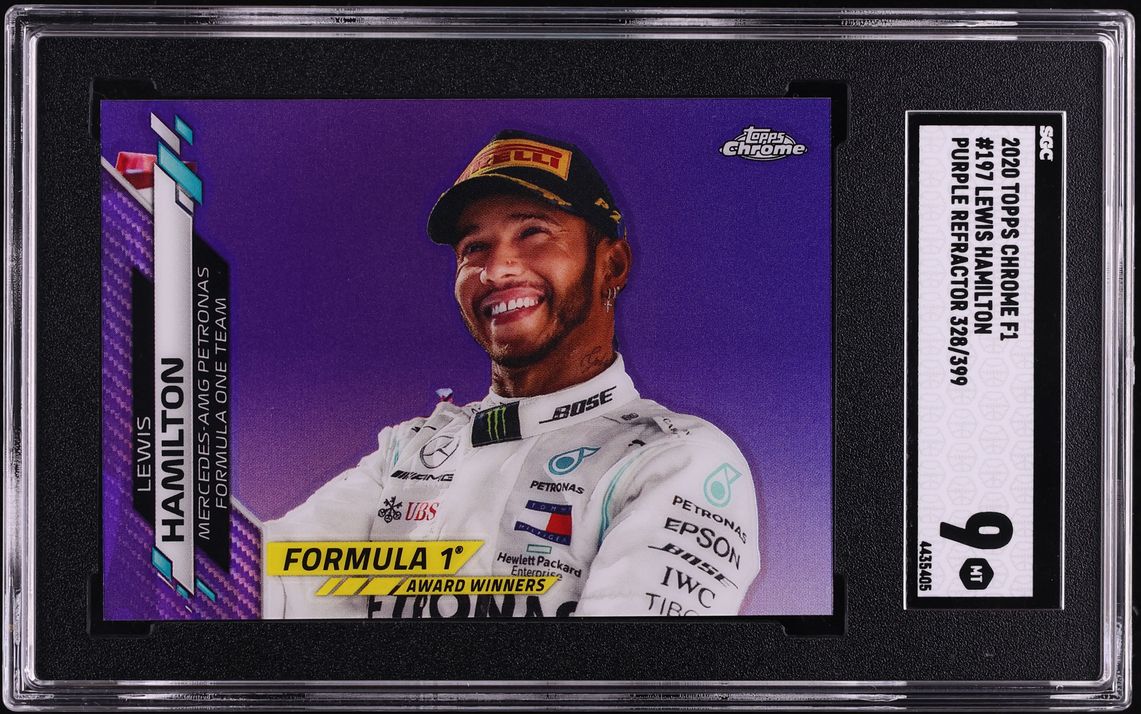 2020 Topps Chrome Formula 1 F1 Purple Refractor Lewis Hamilton /399 #197 SGC 9 MINT