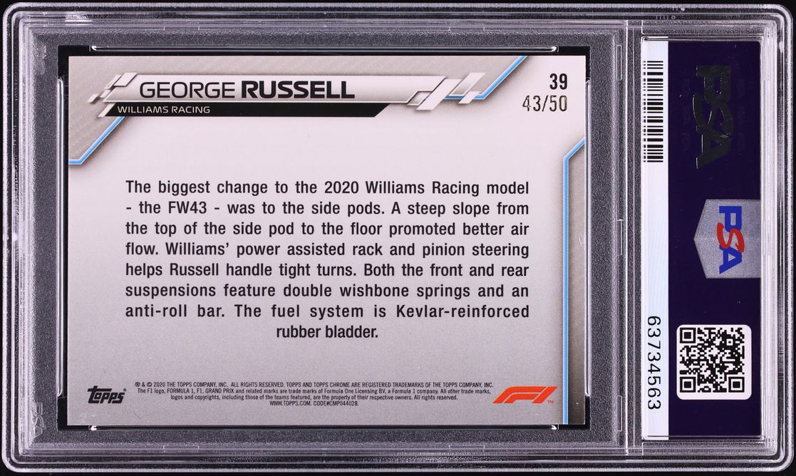 2020 Topps Chrome Formula 1 F1 Gold Refractor George Russell ROOKIE /50 #39 PSA 8 NM-MT - Photo 2