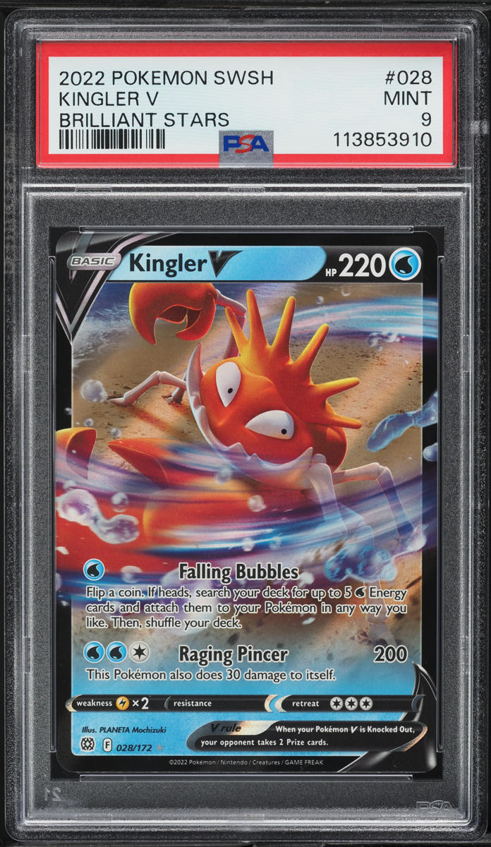 2022 Pokemon Sword & Shield Brilliant Stars Kingler V #028 PSA 9 MINT