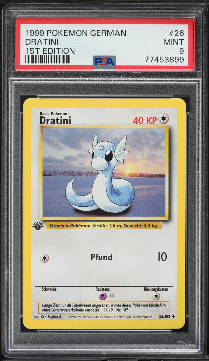 1999 Pokemon German Base Set 1st Edition Dratini #26 PSA 9 MINT