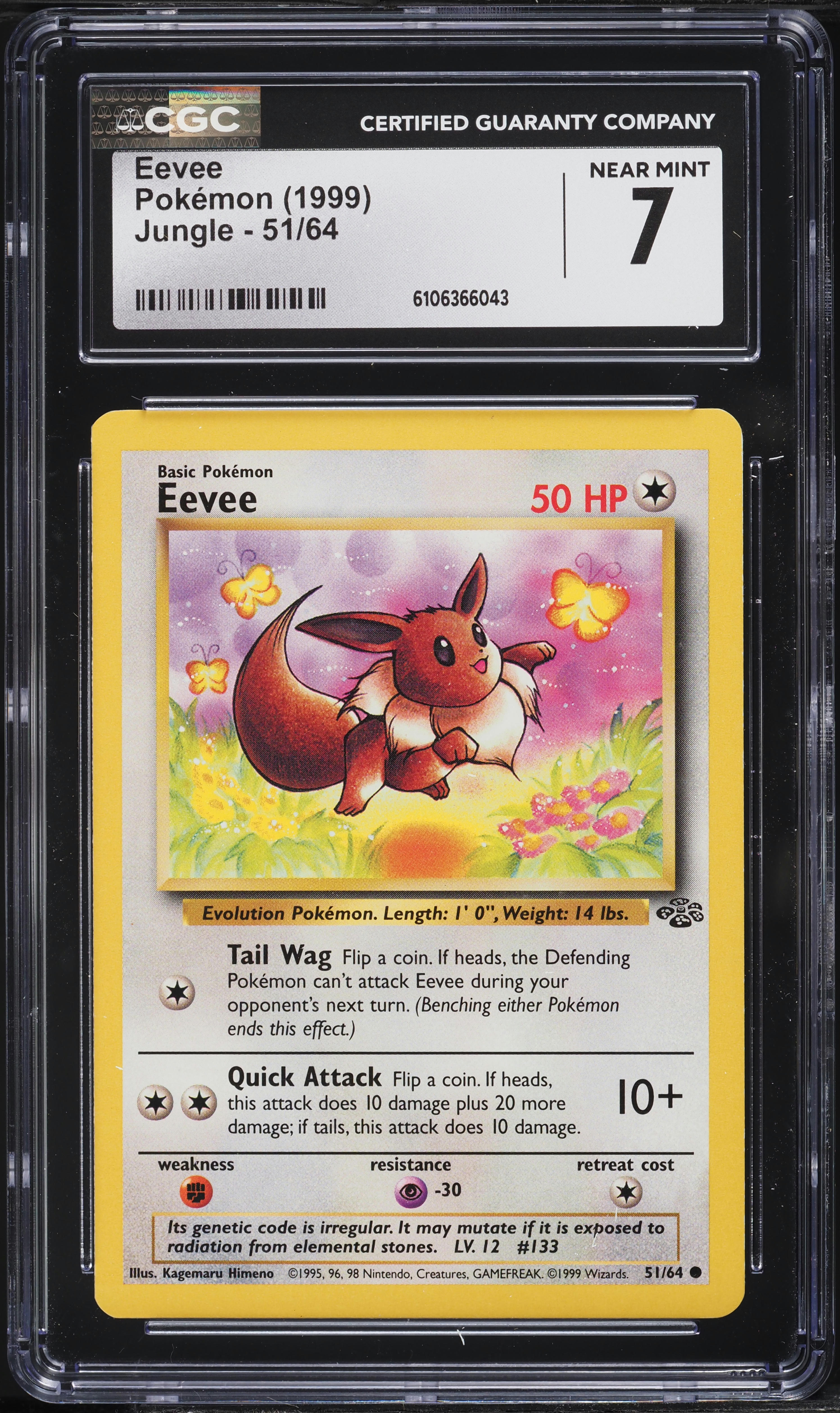 1999 Pokemon Jungle Eevee #51 CGC 7 NRMT