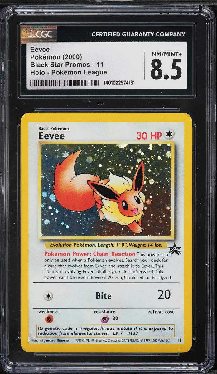 2000 Pokemon League Black Star Promo Holo Eevee #11 CGC 8.5 NM-MT+