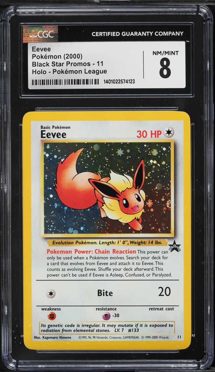 2000 Pokemon League Black Star Promo Holo Eevee #11 CGC 8 NM-MT