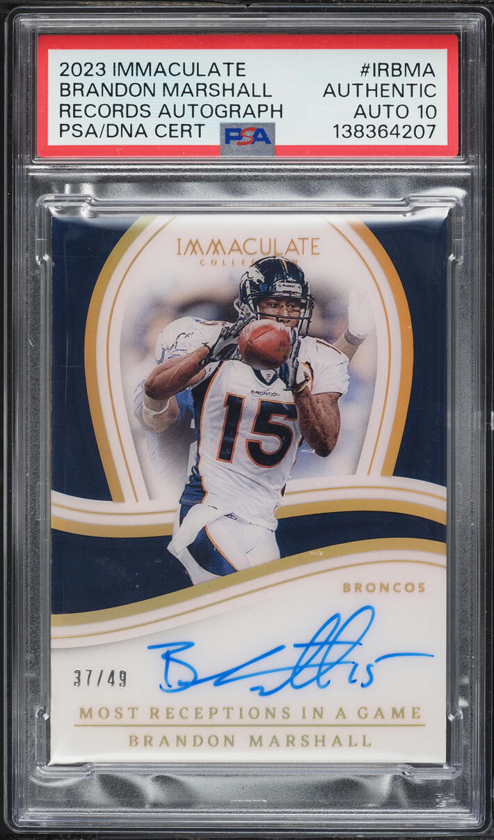 2023 Immaculate Collection Records Brandon Marshall AUTO DNA 10 /49 #IR-BMA PSA AUTH