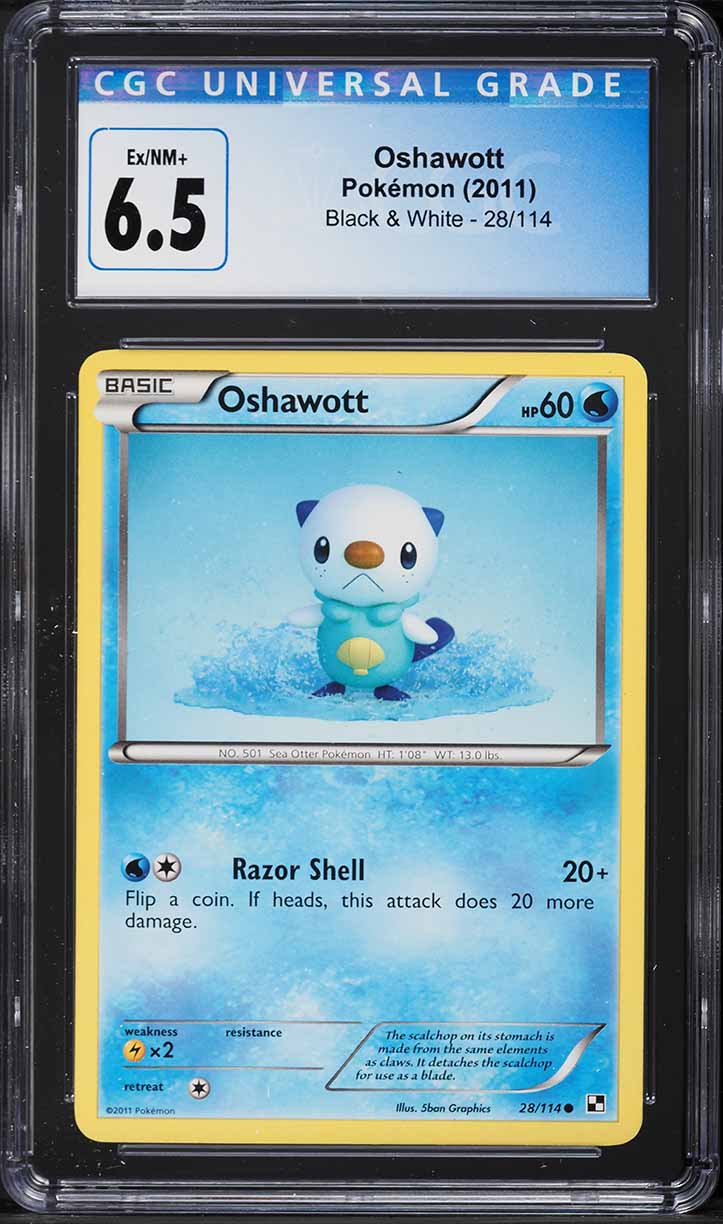 2011 Pokemon Black & White Oshawott #28 CGC 6.5 EXMT+