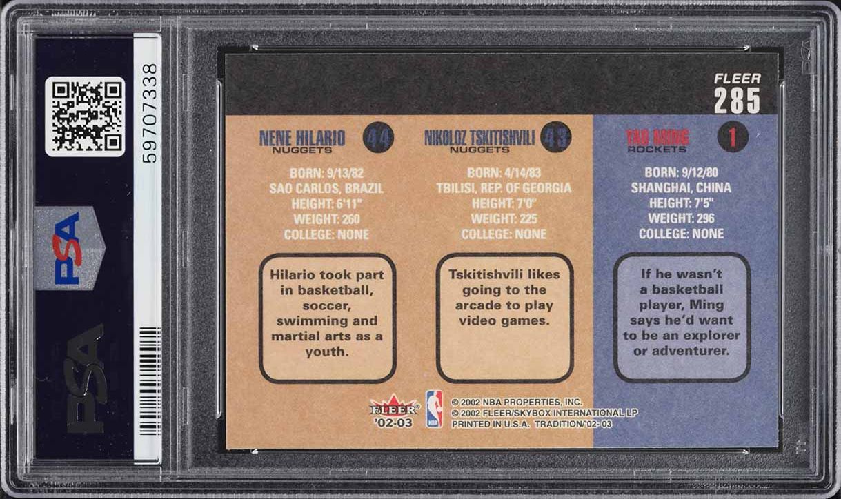 2002 Fleer Tradition Yao Ming ROOKIE #285 PSA 10 GEM MINT
