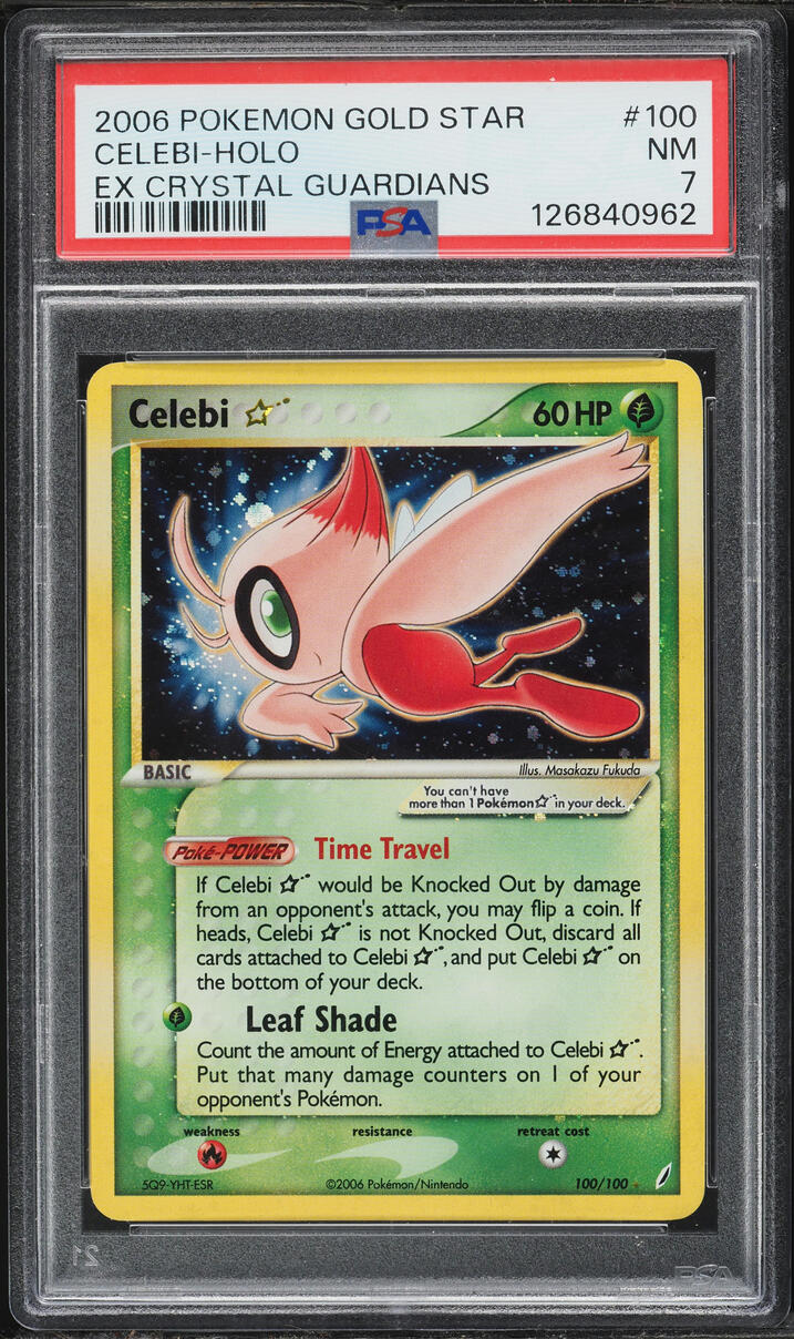 2006 Pokemon EX Crystal Guardians Holo Celebi Gold Star #100 PSA 7 NRMT