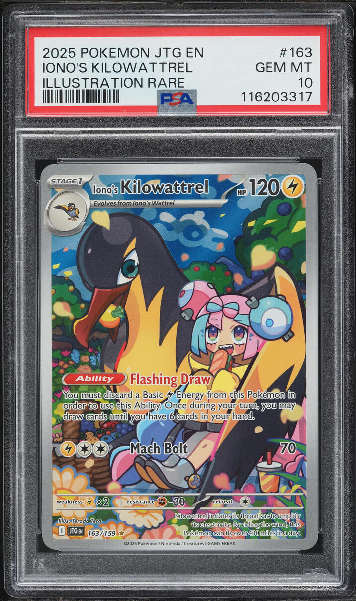 2025 Pokemon Scarlet & Violet Journey Together IR Iono's Kilowattrel #163 PSA 10 GEM MINT