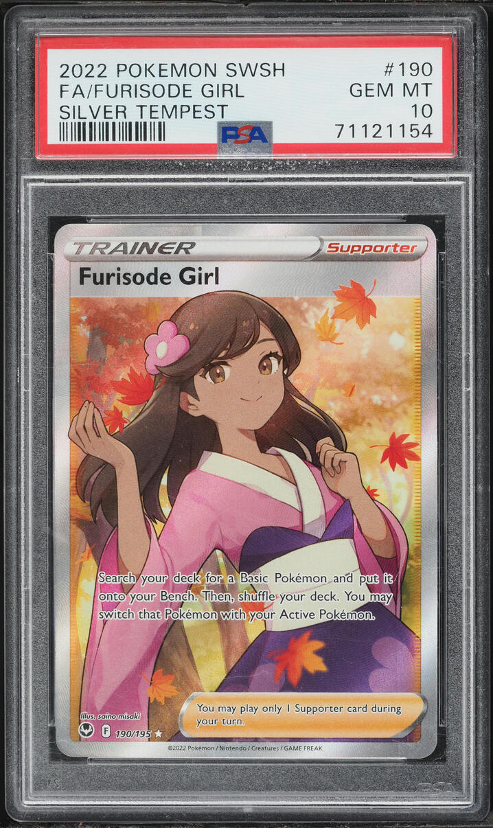 2022 Pokemon Sword & Shield Silver Tempest Full Art Furisode Girl #190 PSA 10 GEM MINT