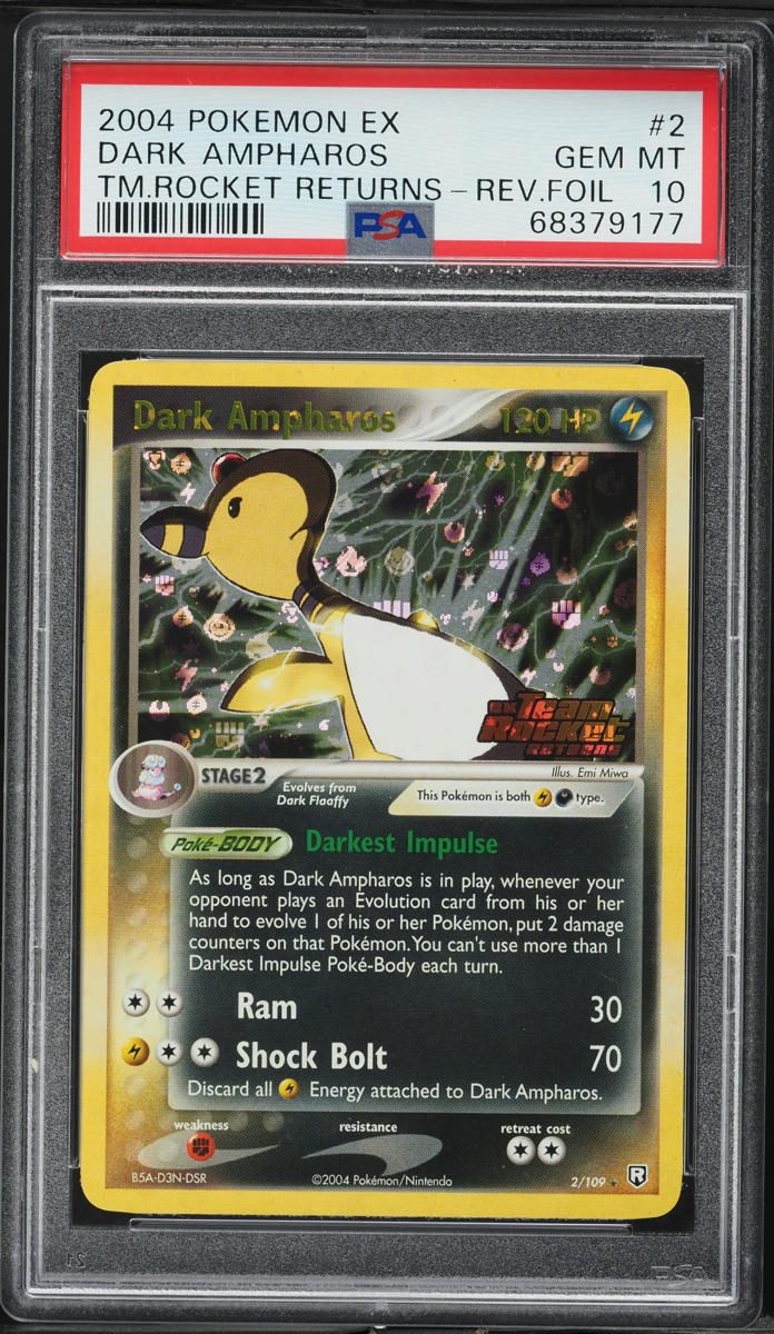 2004 Pokemon EX Team Rocket Returns Reverse Holo Dark Ampharos #2 PSA 10 GEM